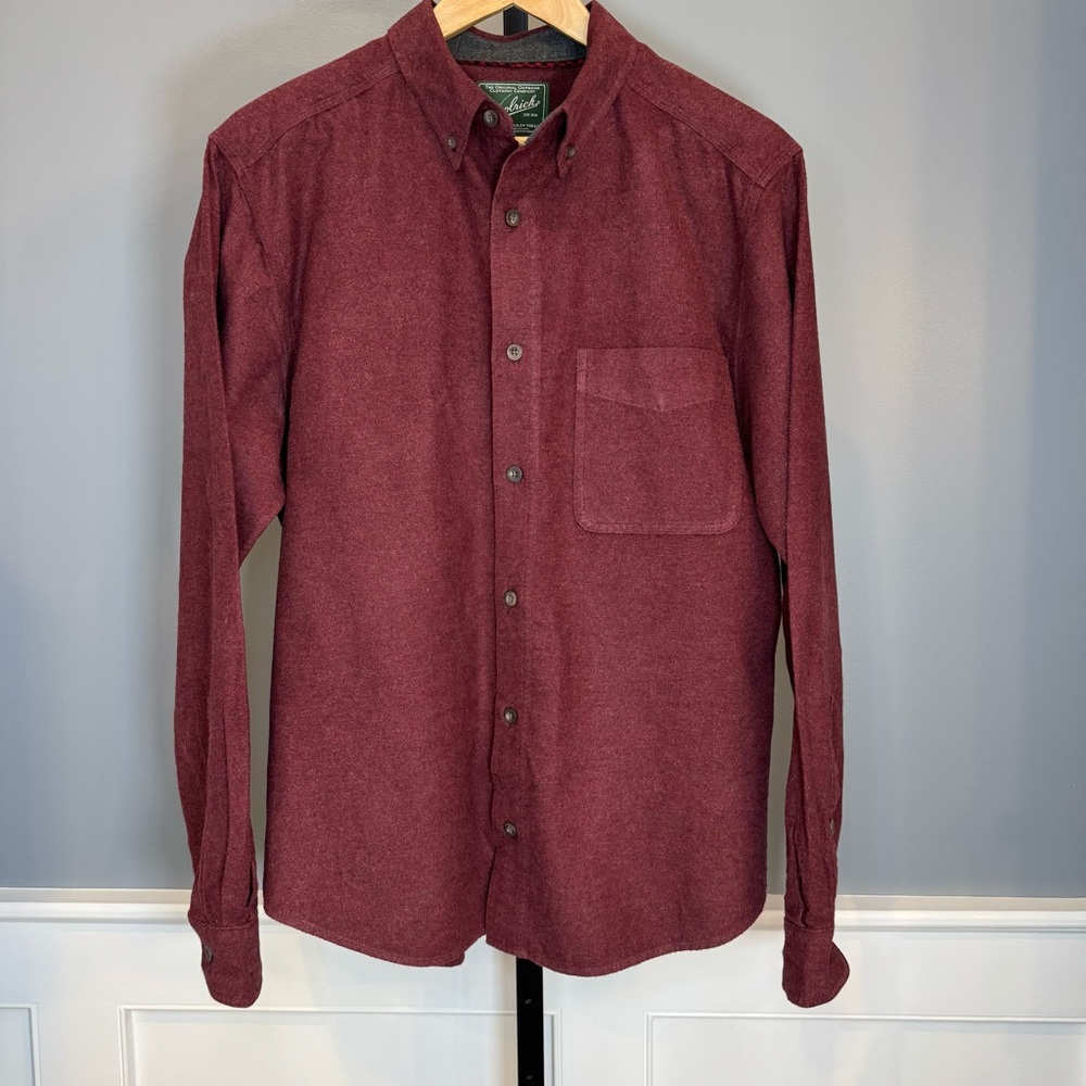 Woolrich Men’s Button Down Flannel Shirt 100% Cotton Ruby Heather Red Size M
